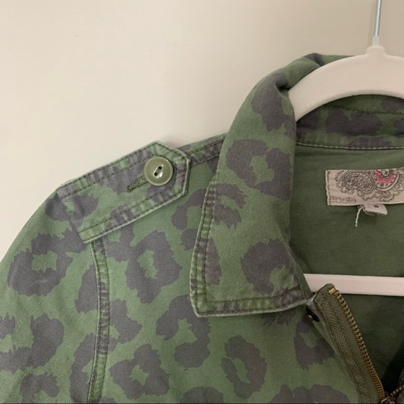 Urban Outfitters Green Leopard Print Military/Utility Style Jacket Size Small - Picture 5 of 10